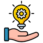 Hand holding light bulb gear idea